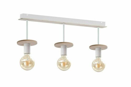 Prüfen Deckenleuchte Keter Lighting SATURN NATURAL 281, 3xE27, 60 cm, Weiß und Naturholz