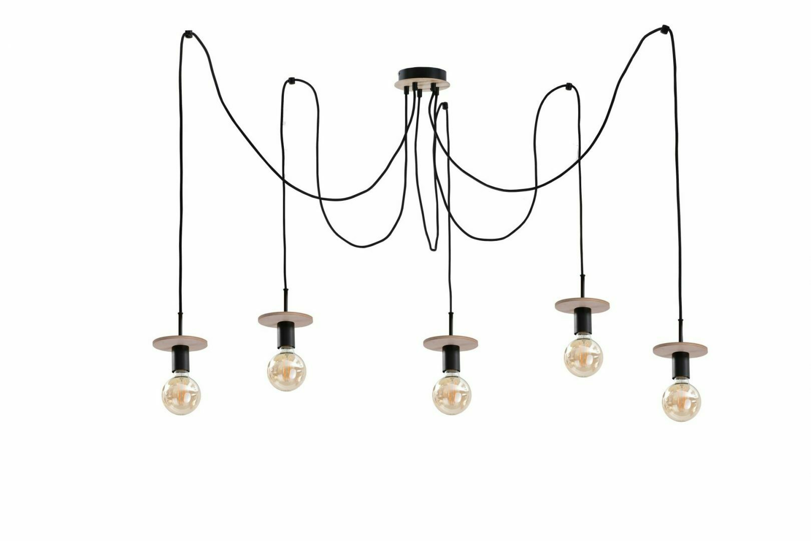 Prüfen Hängelampe 5xE27 SATURN NATUR / SCHWARZ Hängelampe 5xE27 SATURN NATUR / SCHWARZ