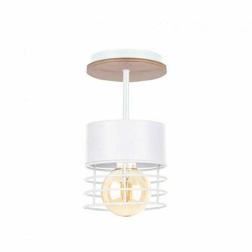 Prüfen Keter CASA WHITE WOOD Deckenleuchte E27, 1-flammig, 26 cm, Weiß/Naturholz, 1123