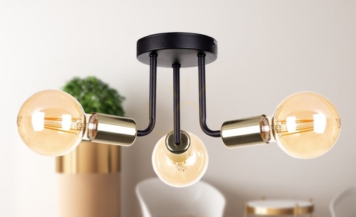 Prüfen Deckenleuchte Keter Lighting LUNA 1189, Schwarz und Gold, 3×E27