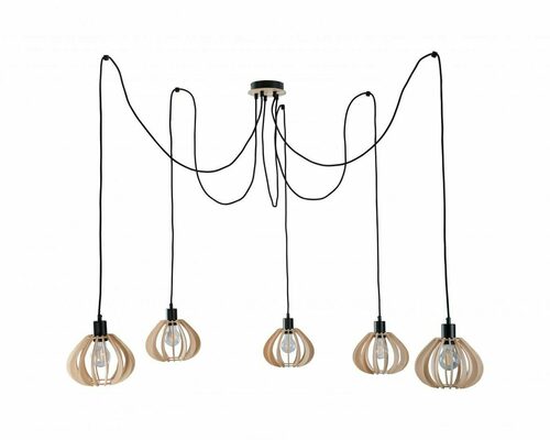 Prüfen Pendelleuchte Keter Lighting NICOLETA 829 Natur/Schwarz 5×E27