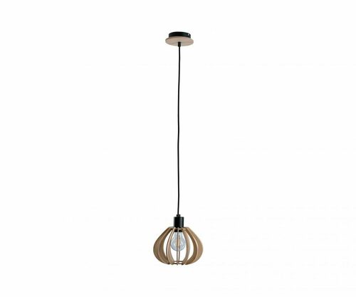 Prüfen Keter Lighting NICOLETA 821 Pendelleuchte, Naturholz und Schwarz, 1×E27, 21 cm