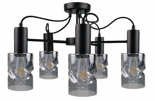 Prüfen Deckenleuchte Keter Lighting INGER BLACK 1769, 5xE27, schwarz mit Rauchglas