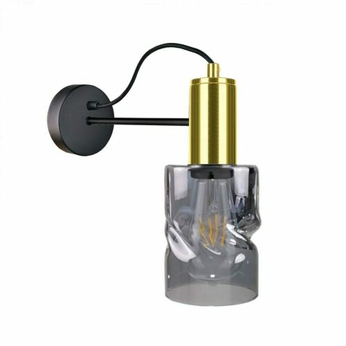 Prüfen Keter Lighting INGER 1786 Wandleuchte schwarz-gold mit Rauchglas, 1×E27