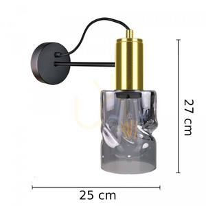 Keter Lighting INGER 1786 Wandleuchte schwarz-gold mit Rauchglas, 1×E27 small 2