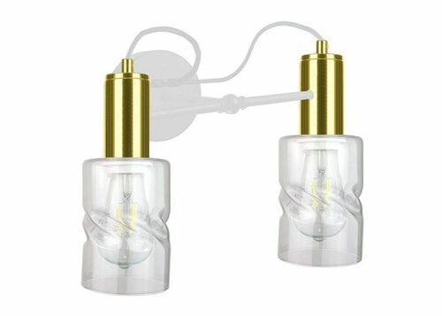 Prüfen Wandleuchte Keter Lighting INGER 2xE27 weiß-gold Glasschirme 50 cm