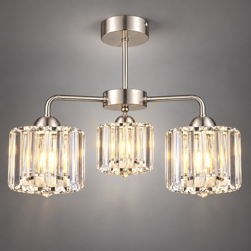Prüfen Deckenleuchter Keter Lighting DECO 1895, silberfarben, 3×E27, Kristallschirme
