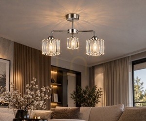Deckenleuchter Keter Lighting DECO 1895, silberfarben, 3×E27, Kristallschirme small 2
