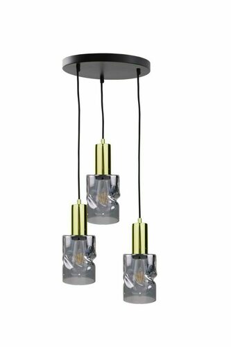 Prüfen Pendelleuchte Keter Lighting CROSS 1551, 3×E27, Schwarz-Gold, Rauchglas