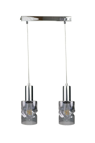 Prüfen Pendelleuchte Keter Lighting CROSS DARK SILVER 1563, 2xE27, silberfarben mit Rauchglas