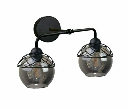 Prüfen Wandleuchte Keter Lighting MERA BLACK 1520, schwarz, Rauchglas, 2×E27
