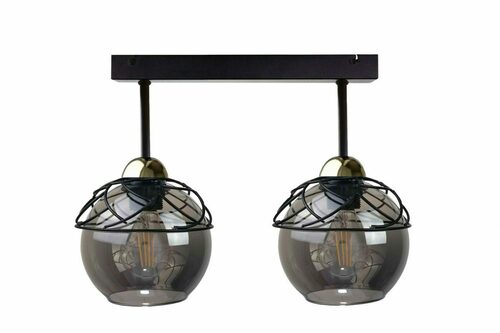 Prüfen Deckenleuchte Keter Lighting MERA 1539, Schwarz und Gold, 2×E27, Rauchglas