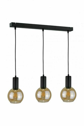 Prüfen Keter Jantar Black Pendelleuchte 3xE27 mit honigfarbenem Glas, 60 cm, 1972