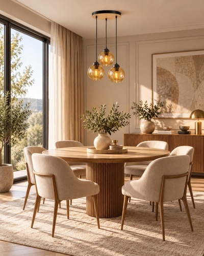 Prüfen Keter Lighting AMBRE WOOD 2021 Pendelleuchte, 3×E27, honigfarbenes Glas, 30 cm