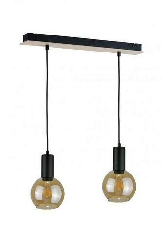 Prüfen Keter Pendelleuchte JANTAR WOOD 2xE27, Schwarz/Naturholz, 50 cm