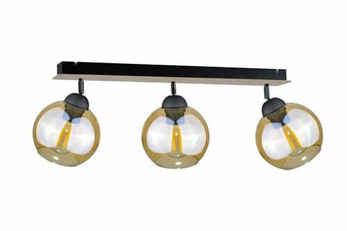 Prüfen Deckenstrahler THEA WOOD 3xE27 60 cm schwarz mit Holz Bernsteinglas KETER LIGHTING 2043