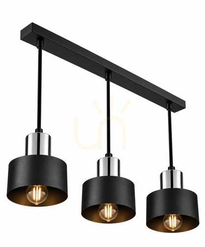 Prüfen Pendelleuchte Keter Lighting LUCE BLACK SILVER 2054, 3×E27, Schwarz/Chrom
