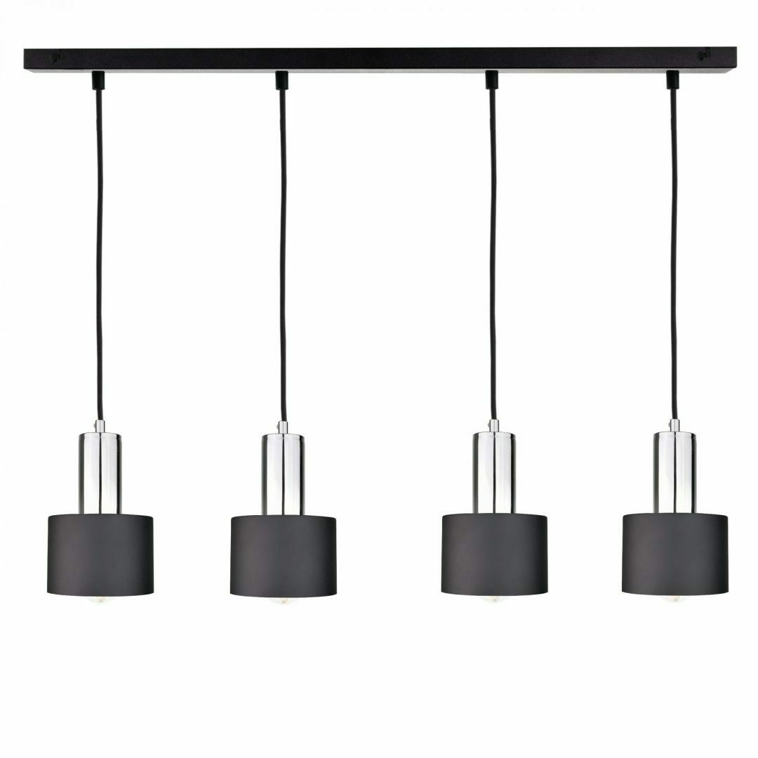 Prüfen Hängelampe 4xE27 LUCE SCHWARZ SILBER Hängelampe 4xE27 LUCE SCHWARZ SILBER
