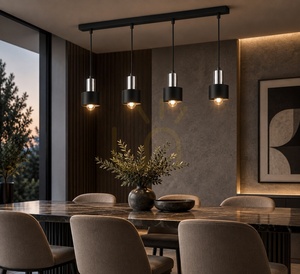 Pendelleuchte Keter Lighting LUCE BLACK SILVER 2055, 4×E27, Schwarz/Chrom small 1