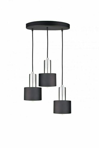 Prüfen Keter Lighting Luce Black Silver Pendelleuchte 3×E27, 30 cm, 2056