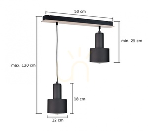 Pendelleuchte Keter Lighting LUCE 2067 schwarz/Holz 2×E27 50 cm small 2