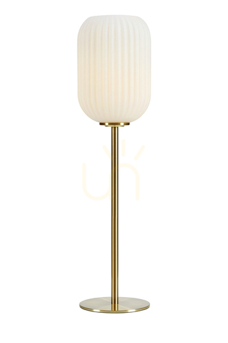 Prüfen Tischlampe Markslojd CAVA 108251 gebürstetes Messing Weiß Glas 55 cm