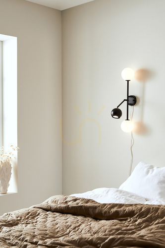 Prüfen Wandlampe Markslojd Beside 3-flammig Schwarz/Weiß Metall Glas 108255