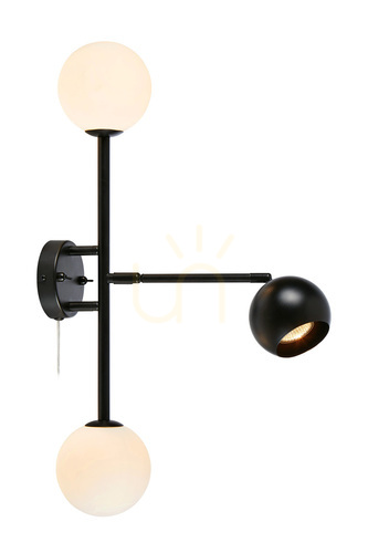 Prüfen Wandlampe Markslojd Beside 3-flammig Schwarz/Weiß Metall Glas 108255