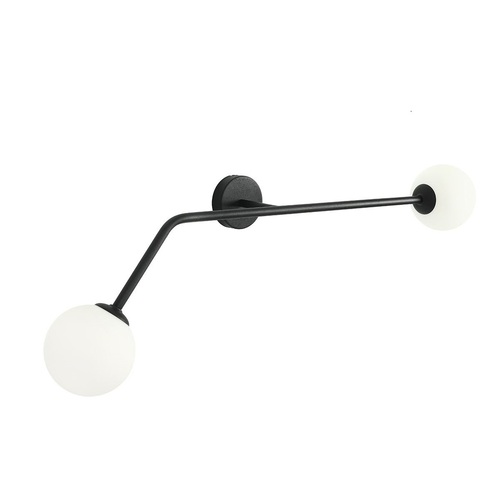 Prüfen Wandleuchte Aldex Pure Black Horizontal 2-flammig LED E14 Metall Glas 1064D1