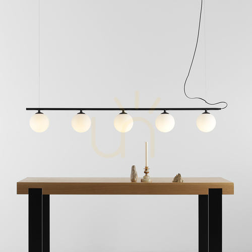 Prüfen Aldex Beryl Glass 5 Pendelleuchte, schwarz, 5-flammig E14, 1006F1
