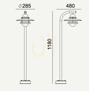Pollerleuchte Oslo 245GA feuerverzinkt, E27, 118 cm – NORLYS small 2