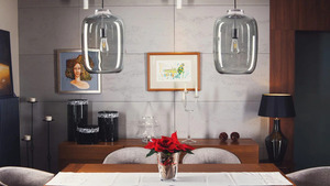 Famlight moderne Pendelleuchte Laut grau Messing small 3