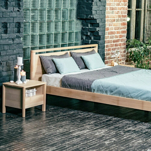Prüfen Bett WoodMan Drop Hard 160x200 Buche natur Leinöl WUA-01270