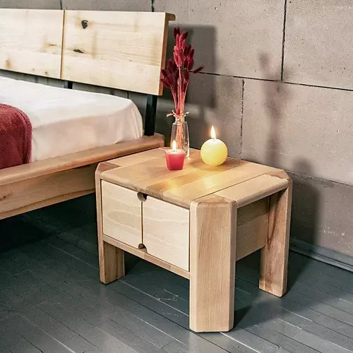 Prüfen Nachttisch WoodMan Loft aus Massivholz Buche natur mit Schublade WUA-01258
