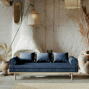 Schlafsofa WoodMan ausziehbar Buche massiv marineblau WUA-01379 small 0
