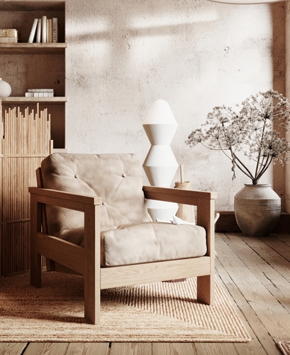 Prüfen Sessel WoodMan Mexico aus Buchenholz, creme, WUA-00808