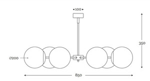 Kronleuchter Famlight MUNA Ceiling M19 6xE27 85 cm, bernsteinfarbenes Glas und gebürstetes Messing small 3