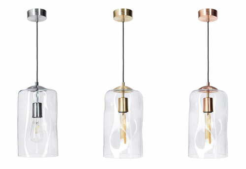 Prüfen Moderne Glas-Pendelleuchte Famlight RUU transparent, Messing