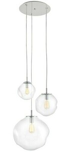 Transparente Pendelleuchte KASPA AVIA 3 10414309 Chrom 3×E27 max. 25 W small 0