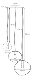 Transparente Pendelleuchte KASPA AVIA 3 10414309 Chrom 3×E27 max. 25 W small 6