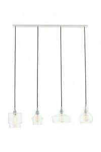 Pendelleuchte vierflammig LONGIS Chrom, Schiene 115 cm, 4 verschiedene Glasschirme, E27, KASPA small 0