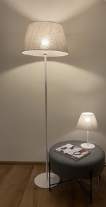 ALLAN LEN E27 Stehleuchte - weiß, Lampenschirm aus natürlichem Leinen 168cm - LUNARES small 0