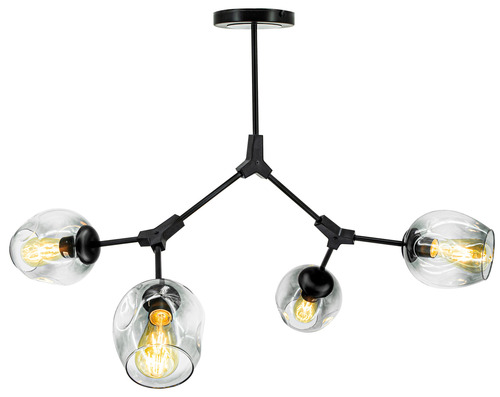 Prüfen BOSTON Lampe 1962/4 Beleuchtungskörper 4fl.E27 Schwarz - Bl