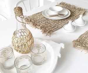 Das Fransen-Raffia-Platzset Rechteckig - Natur small 1
