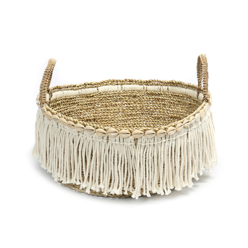 Prüfen Der Boho Fringe Korb - Naturweiß