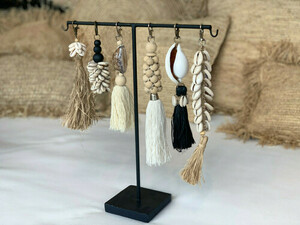 Der Raffia Fischgräten-Schlüsselanhänger - Naturweiß small 1