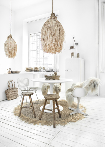 Prüfen Boho-Pendelleuchte - The Shaggy M, E27, Rattan