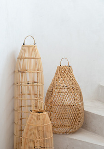 Große Pendelleuchte - The Fish Trap L, E27, Rattan, Heimtextilien - Verkauf small 3