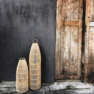 Durchbrochene Pendelleuchte - The Fish Trap M, E27, Rattan small 5