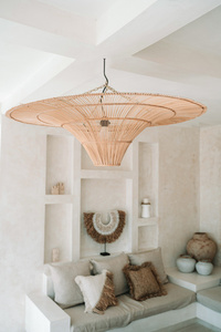 Hut Pendelleuchte - The Sky Pendant XXL, E27, Rattan, Boho-Stil small 1